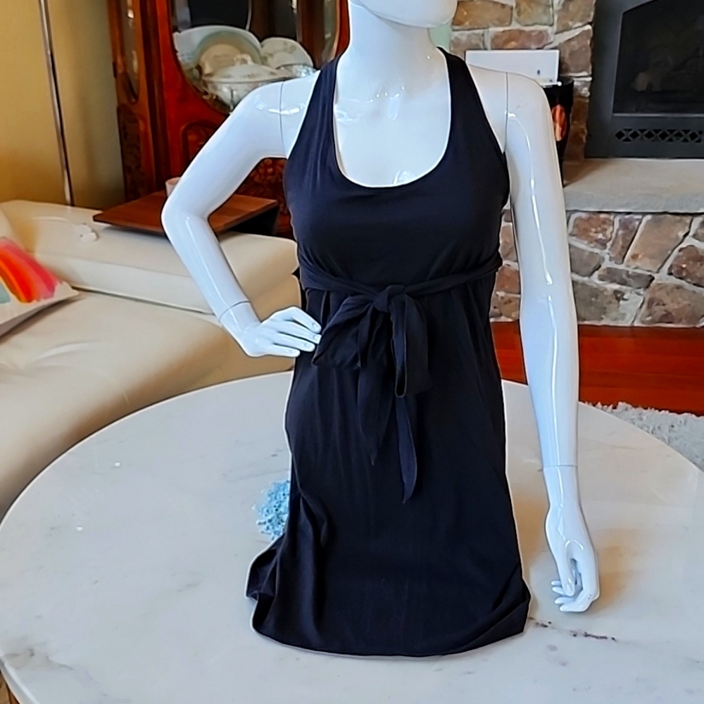 Patagonia black halter dress with self tie size medium